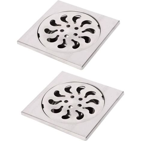 2er-Pack Duschablauf aus Edelstahl, quadratischer Duschablauf, Duschfilter, Haarfänger fürs Badezimmer, 90 x 90 x 30 mm