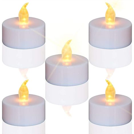 Lampe à thé, bougies sans flamme à LED clignotantes, 24 paquets de fausses bougies réalistes alimentées par batterie (1/5)
