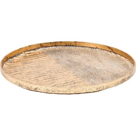 Plateau Déco en Métal "Raquel" 48cm Doré (1/4)