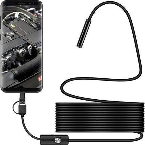 Caméra d'inspection USB Snake, endoscope USB-C étanche IP67, caméra Type-C avec 6 LED réglables pour Android, XP, w7, w8, Vista, W10, 5,5 mm (1/3)