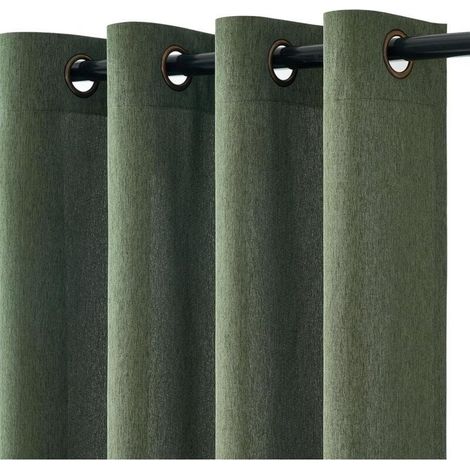2 Panneaux Rideau Voilage 140x160cm Vert Sauge Lin Oeillets Filtrer Lumière Salon Chambre (1/5)