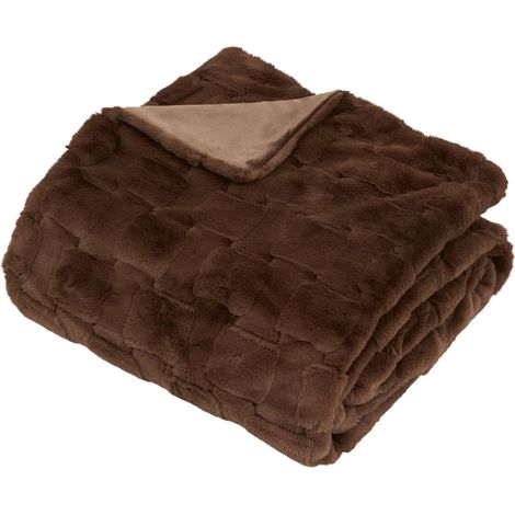 Plaid Nalia 180x230cm marron - Atmosphera créateur d'intérieur (1/2)