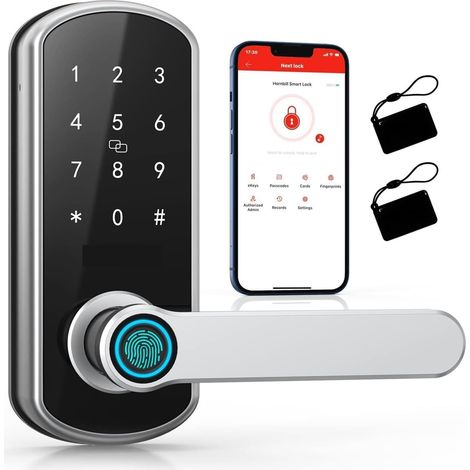 Serrure de Porte Intelligente Serrure De Porte Intellinte Électrique À Empreintes Digitales, Serrures Biométriques Numériques, Mot De Passe, Poignée De Porte sans Clé, Verrou À Pêne Dormant, Sécurité (1/5)