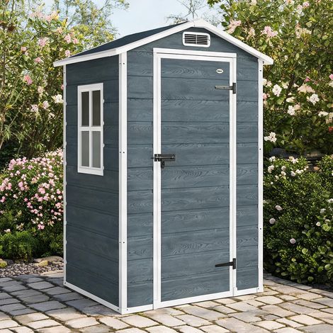 Abri de jardin gris vieilli en pP Aluminium 128 x 104 x 196 cm (1/5)