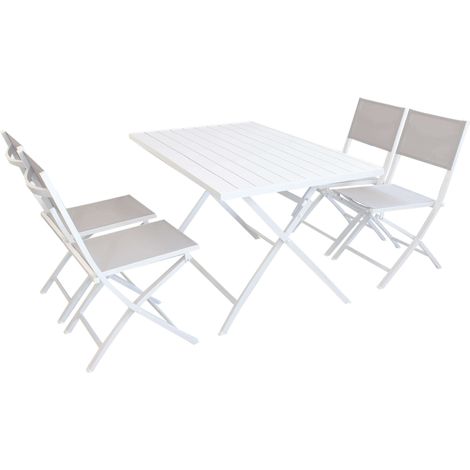 DANIEL - set tavolo da giardino con sedie pieghevole salvaspazio in alluminio 70x130 - Posti: 4 - Colore: Bianco (1/5)