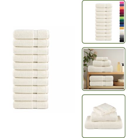 100% Baumwolle - vidaXL Premium-Handtücher SOLUND 10 Stk. Cremeweiß 50x100 cm 600 g/m² - Waschmaschinenwaschbar (1/5)