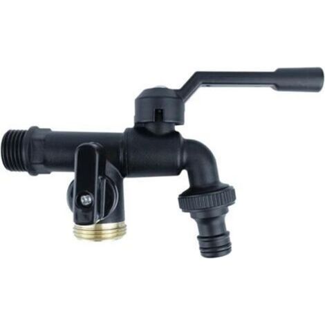 Lot de 2 Nez de robinet,Robinet d'extérieur en cuivre Outils de Jardin extérieur à Double Sortie Bibcocks de 1/2 po - Séparateur de Tuyau d'arrosage séparateur de Robinet Robuste,Double Tête 4 Points (1/4)