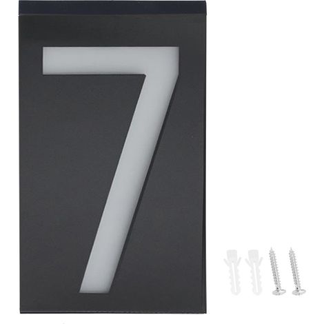 LED-Solar-beleuchtetes Hausnummernschild für den Außenbereich (Nummer 7)