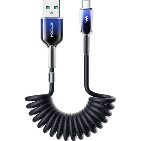 Cavo a spirale USB-A - USB-C Crystal-Clear Series 3A da 1,5 m - Nero (1/5)