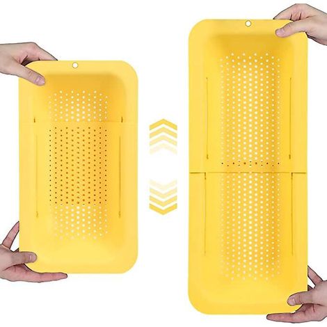 panier Passoire Rtractable (jaune, 34,5-47,5 Cm) - Laver Lgumes Et Fruits, Goutter Les Ptes Cuites - Extensible - Essentiels De Cuisine (1/5)