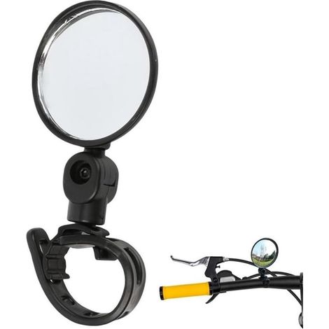 1 rétroviseur de vélo - 8 cm - rétroviseur de vélo - rétroviseur convexe - rétroviseur de scooter - rétroviseur de vélo rotatif à 360° - rétroviseur réglable - rétroviseur universel pour vélos - noir (1/4)