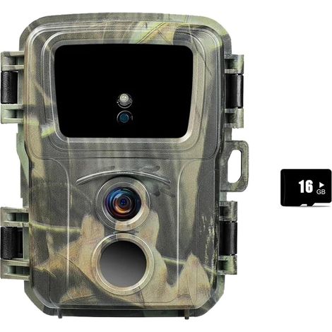 Caméra Faune Sauvage Mini Caméra De Chasse Sentier Caméras Chasseur Faune 20MP 1080P d'animaux La Forêt Piège Photo Surveillance Suivi Surveillance Fiable Précise(Mini600-16G) (1/5)
