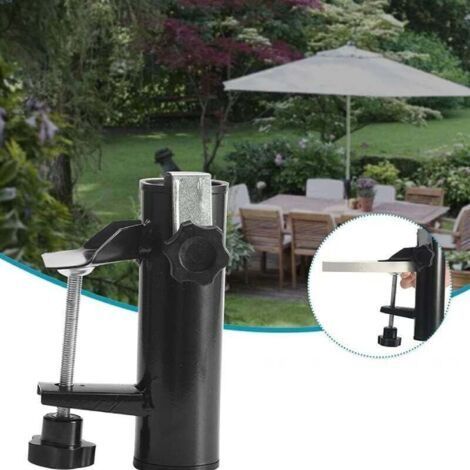 Adjustable Patio Umbrella Stand, Umbrella Stand with Locking Screw, Railing Bracket, Suitable for Different Sizes of Posts and Tables (1/4)