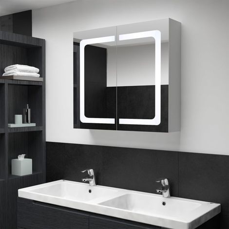 Mueble de baño con espejo LED 80x12,2x68 cm vidaXL (1/6)