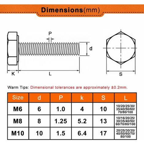 10 Pièces Boulons Hexagonaux M8 X 10mm Argent Acier Inoxydable A2 V2A Haute Résistance Boulon à TêTe Hexagonale DIN 933 Vis Inox Pour Meubles, Automobile Et Machinerie (1/4)