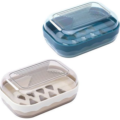 (Lot de 2) Porte-savon de voyage portable avec couvercle, étanche et scellé, pour la maison, la salle de bain, la randonnée et les voyages. (1/5)