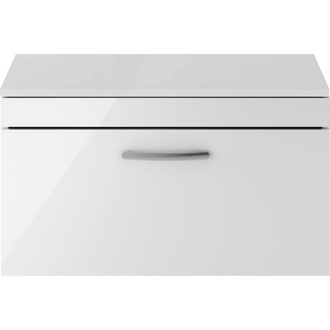 Nuie Athena Wall Hung 1-Drawer Vanity Unit and Worktop 800mm Wide - Gloss White (1/5)
