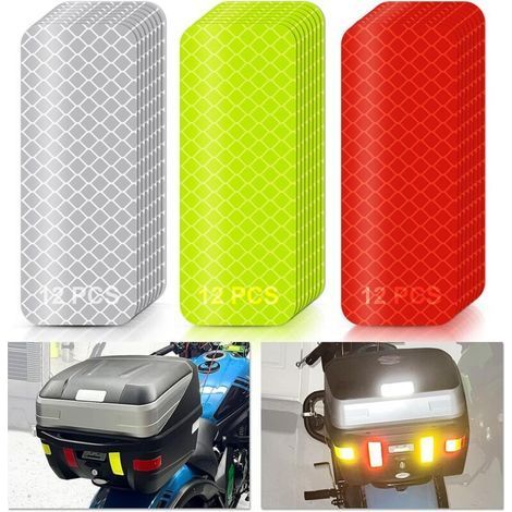 Self-Adhesive Reflective Strips for Safety Helmet for Motorcycle Bike Vehicle Car, PSLER 36 PCS Silver Yellow Red High Visibility Reflectors Fluorescent Strip Stickers (1/5)