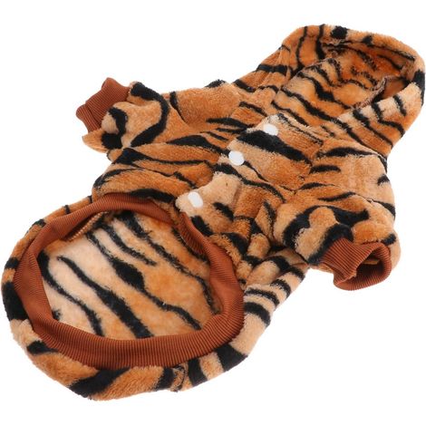 Tiger Costume for Dogs and Puppies in Flannel, Size L, Brown (1/5)