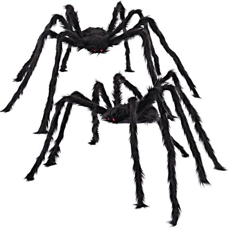 Set di peluche di Halloween con ragni finti - Decorazione di Halloween per interni ed esterni - Festa in famiglia - Casa stregata per il cortile (1/5)
