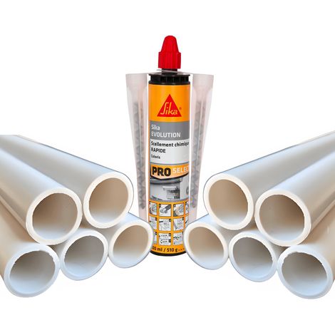 Kit pose SECURIPOOL BOIS Ø16mm avec 10 tubes PVC 50cm + résine scellement chimique
