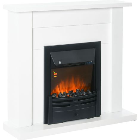 Cheminée, noir +, blanc, 2 niveaux de puissance, électrique, télécommande, minuterie, effet de flamme réaliste (1/5)