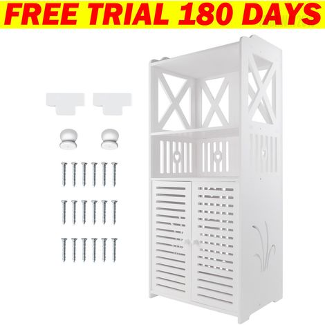 Bathroom Cabinet Shelf Cupboard Storage Unit Free Standing Storage Toilet Rack with Shelf Drawer Doors Kitchen Living Room