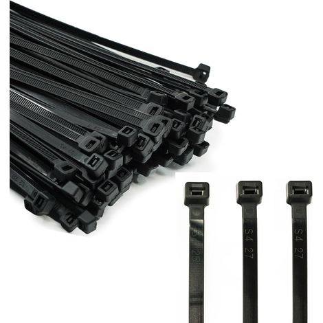 ERKO Fascette plastica nere 200 x 7,6 mm 100 pezzi di cablaggio professionali, Resistente allatemperature, Resistenza alla rottura 54 kg, Molto forte (1/5)