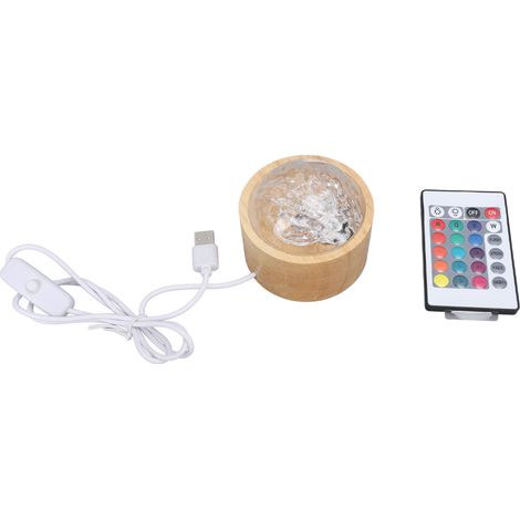 Ortviai Lampe d'ambiance à effet vague d'eau avec télécommande, base en bois naturel, 16 couleurs RGB et luminosité réglable