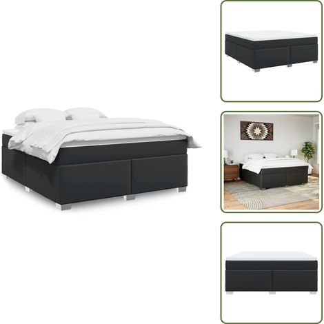 Sommier à lattes de lit avec matelas Noir 180x200 cm Similicuir - Lit Double - Literie - Chambre À Coucher - Sommier - Matelas (1/5)
