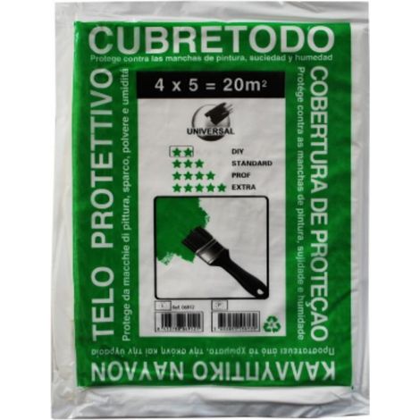 FPLUS plastico prot.pint.4x5mts.fino , Plastico de pintor para cubrir muebles y enseres o sulelos.