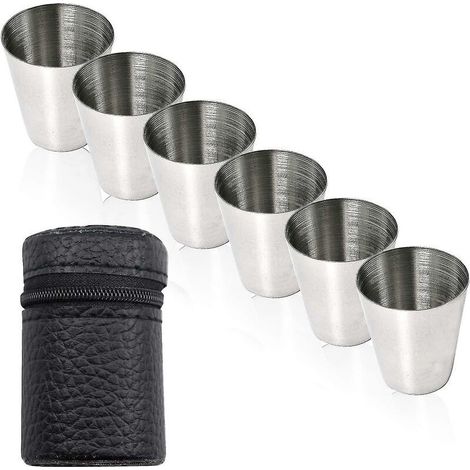 7pcs Stainless Steel Drinking Cup Set, Bartending Cup, Shot Glasses Portable Wine Glass (1/4)