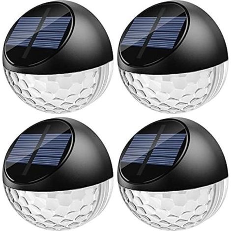 Enowelir 4er-Set LED-Solar-Wandleuchten, Außenwandleuchten, IP65 wasserdicht, dekorative Beleuchtung, warmweißes Licht, Zaunbeleuchtung, Wand, Terrasse, Garten, Eingang, Treppenhaus, Hof, Einfahrt [Cl (1/5)