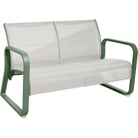 PROLOISIRS Canapé lounge 2 places en aluminium et TPEP matelassé - QUENZA II - Coloris amande et chevron crème
