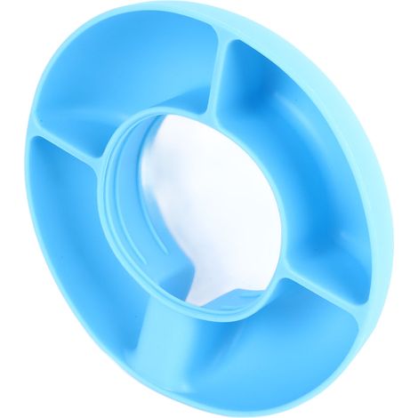 Bol à goûter rond en silicone à 4 compartiments réutilisable pour tasse de 1,2 L (40 oz) - Bleu (1/5)