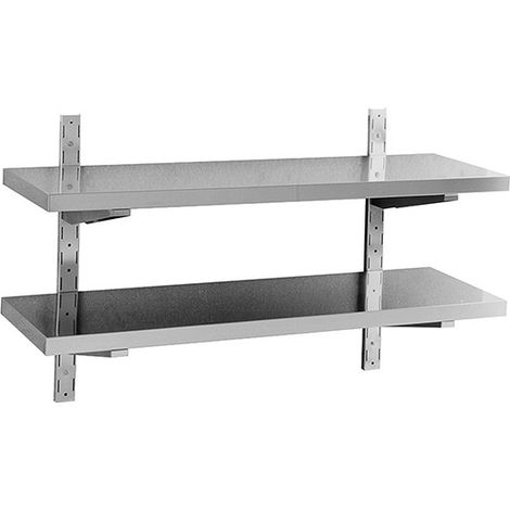 Étagère Murale Double Inox avec Consoles et Crémaillères - Profondeur 400 mm - Virtus