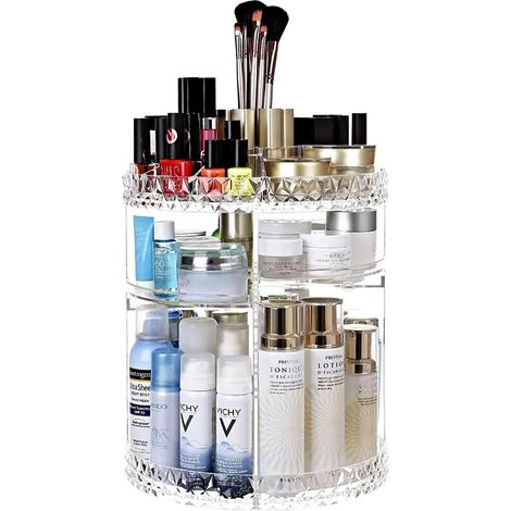 Organisateur de maquillage rotatif en acrylique, rangement cosmétique pivotant à 360° avec 7 niveaux réglables (1/5)