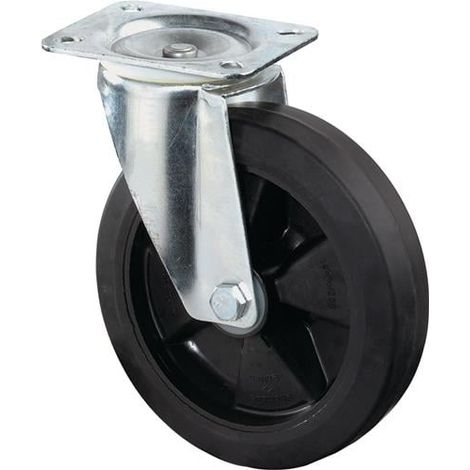BS Rollen Lenkrolle mit Anschraubplatte Elastik-Vollgummi schwarz Rollenlager 100 mm 140 kg - L400.B60.100 (1/3)