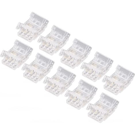 Connettore per striscia LED Cob da 10 mm a 3 pin, 10 pezzi Connettore per striscia LED Cob da 10 mm a 3 pin trasparente senza saldatura per casa, scuola, ufficio (1/4)
