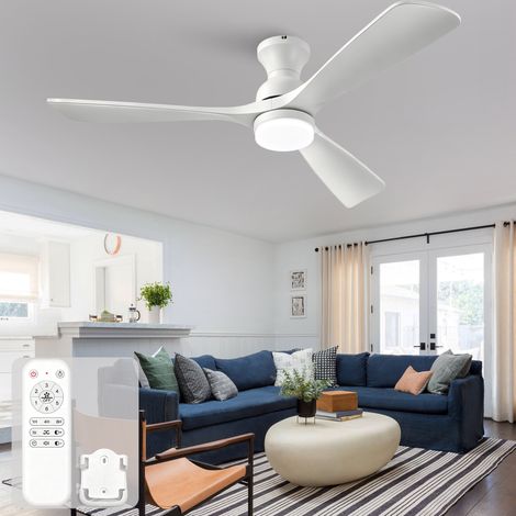 Deckenventilator 52 Zoll Weiß mit Licht und Fernbedienung, 3 Massivholzflügel, leiser DC-Motor und dimmbare 3CCT-Beleuchtung (1/5)