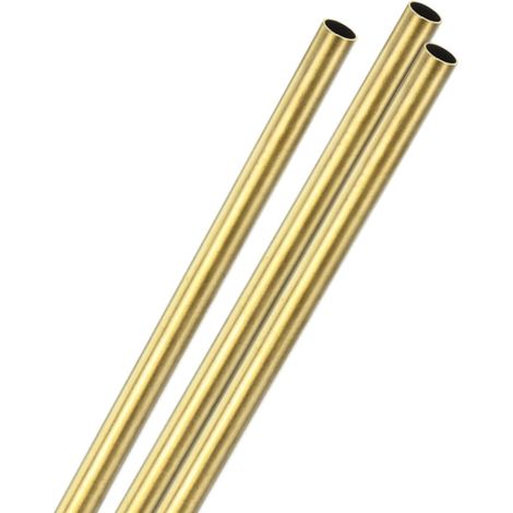 3pcs Brass Tube Straight 8mm OD x 300mm Length 0.5mm Thick Brass Rod Round Bar for Construction, Machining, DIY, Handmade Projects, Model (1/5)