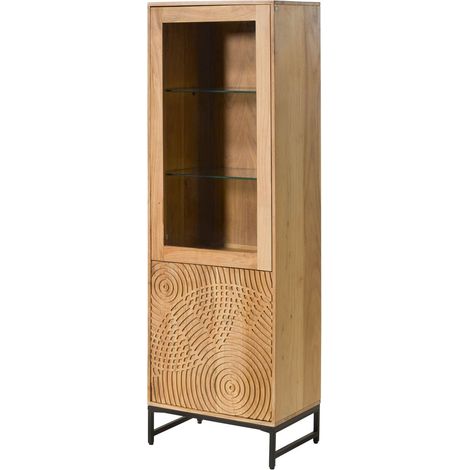 Vetrina Acacia naturale Laccato 60x40x180 cm montato parzialmente MARRAKESCH 110 (1/4)
