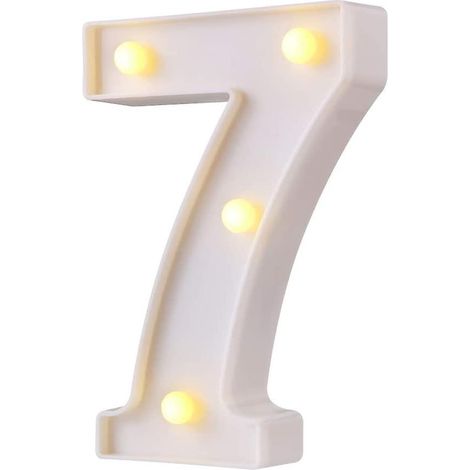 Lettres lumineuses LED, 26 lettres, logo lumineux idéal pour éclairage nocturne, mariage, anniversaire, fête, décoration de bar à domicile (blanc, 7)