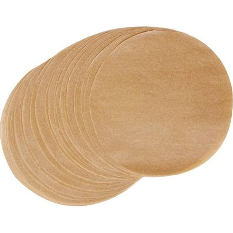 Papier sulfurisé pour friteuse à air chaud - Papier parchemin non blanchi - Revêtement résistant à la chaleur et antiadhésif - Convient pour le four et le gril - 100 feuilles Ø 18 cm (1/5)