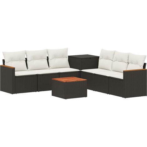 Set di divani 8 pz Nero e Bianco Crema vidaXL (1/5)