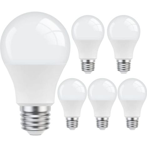 Lot de 6 ampoules LED E27 806 lm E27 à vis Edison, équivalent 60 W, blanc chaud 3000 K, non dimmable [Classe énergétique F] (1/5)