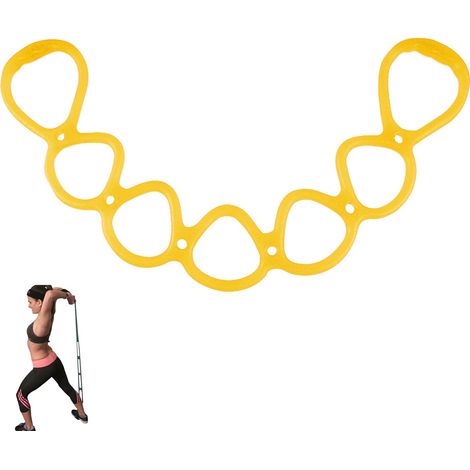 Trois couleurs de corde élastique en silicone pour le yoga et le fitness, dos ouvert, exercices pour les bras, jaune. (1/5)