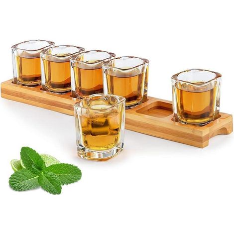 Schnapsgläser Set 6cl Halter Servierbrett Glas Likörshots Transpatent (1/5)