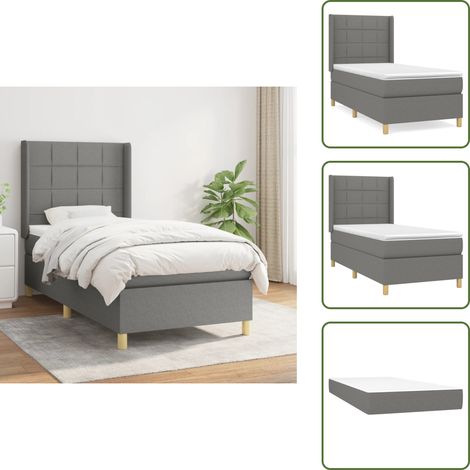 Boxspringbett mit Matratze Dunkelgrau 100x200 cm Stoff - Boxspringbett - Doppelbett - Bettenrahmen - Lattenrost - Matratze (1/5)