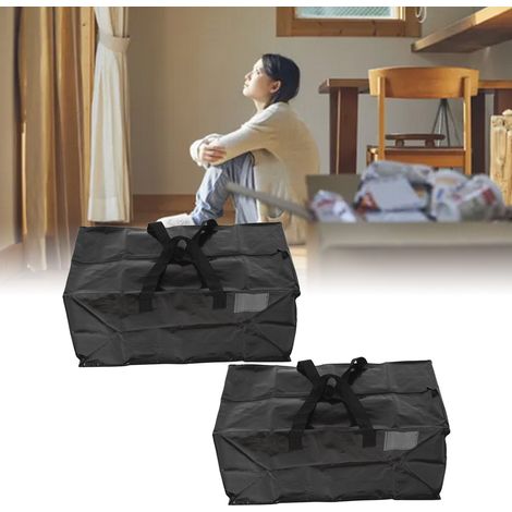 Verpackungsbeutel, PP-Material, 73 x 37 x 34 cm, Schwarz, 2er-Pack – Großes Fassungsvermögen, wasserdicht mit Tragegriff (1/5)